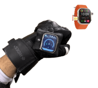 E Rides Riding Gloves With Smart Watch Pocket And Watch With Orange Straps